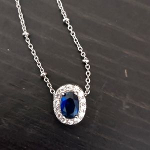 Beautiful Sapphire CZ Diamond Necklace